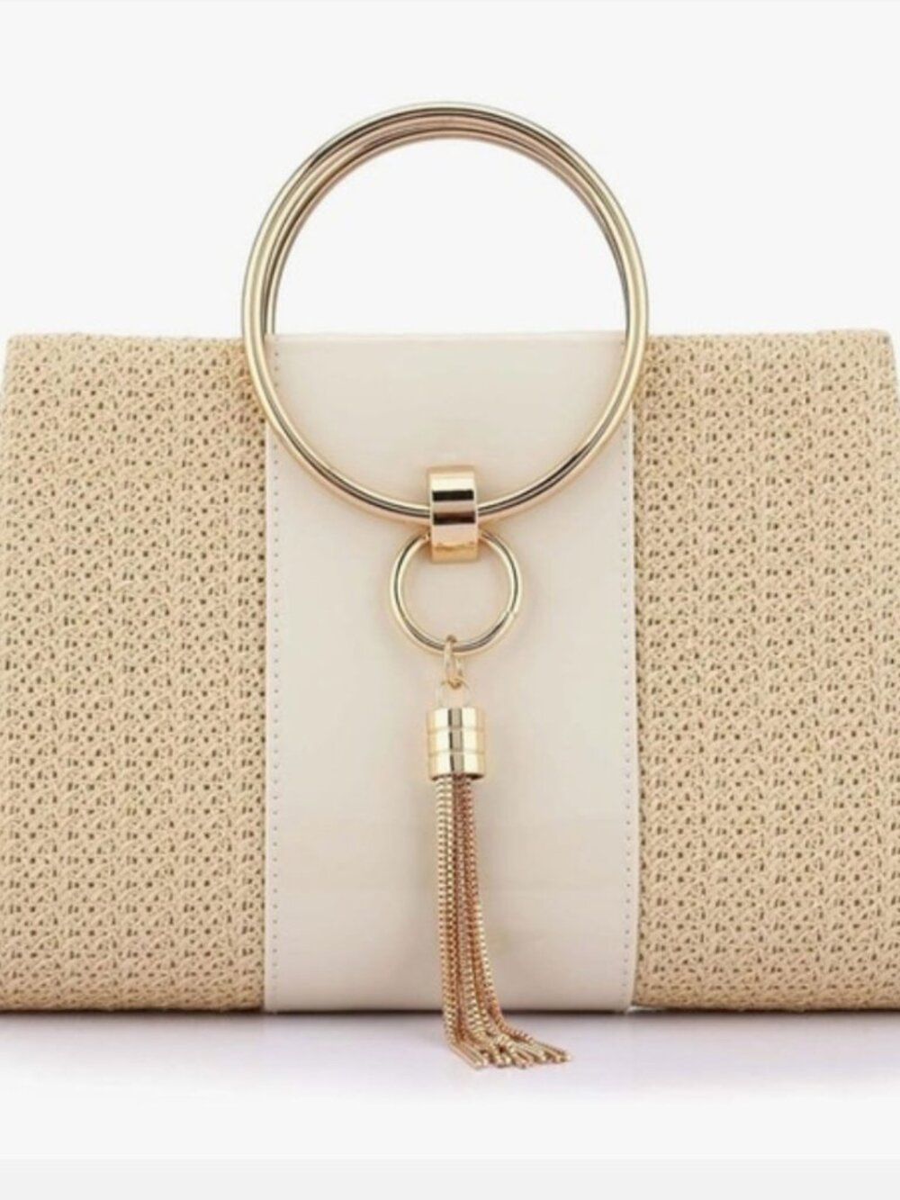 Straw Evening Clutch with Detachable Chain Strap